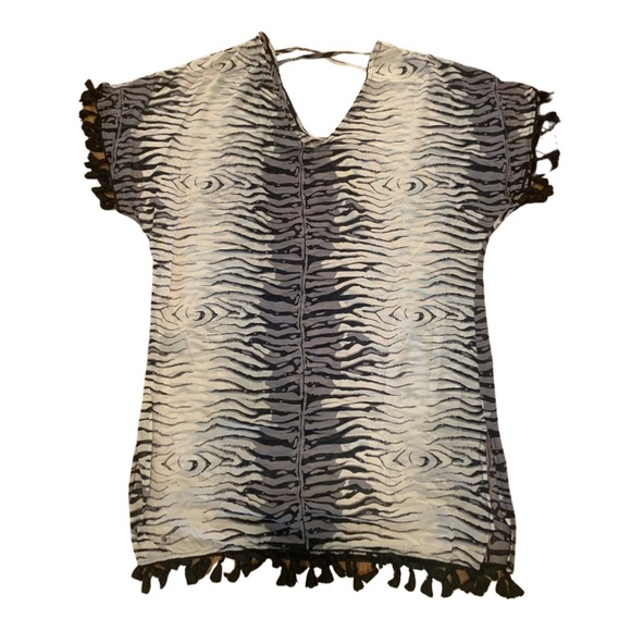 Mesh zebra print swimsuit coverup dress - Picture 2 of 2